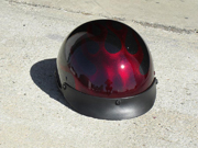 Burgundy ghost flame half helmet