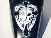 Matte black Viking and Finland Road 66 Logo - Motorcycle airbrush artwork